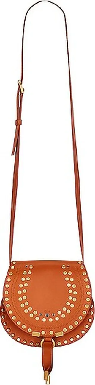 Chloe Marcie Studs Saddle Bag in Cognac