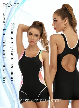 Women One Piece Backless Swimsuit Color Block Surf Clothes Conservative Swimwear Beachwear Bathing Suit Sports Suits Jumpsuit Slim Fit Multicolor 