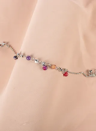 Multicolored Stainless Steel Silver Anklet 