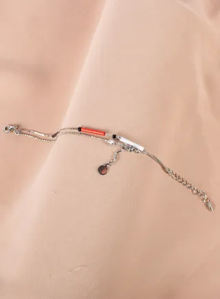 2 Layered Multicolored Stainless Steel Silver Anklet 