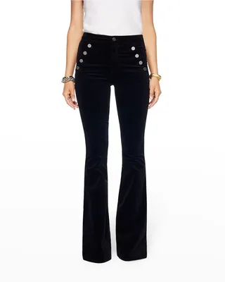 Helena Velveteen Flare-Leg Pants