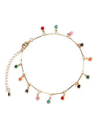 Metal Stone Studded Anklet 
