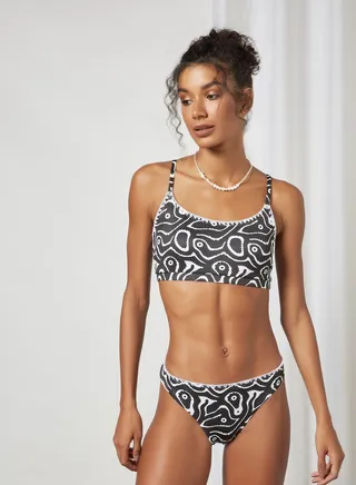 All-Over Print Bikini Top Black 