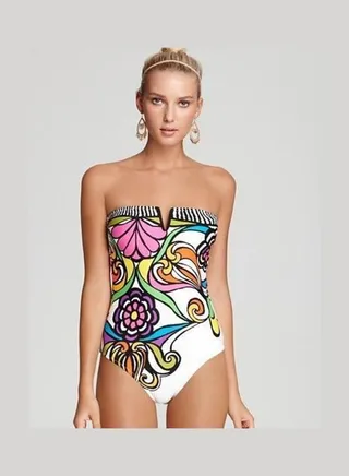 Printed Strapless One Piece Multicolour 