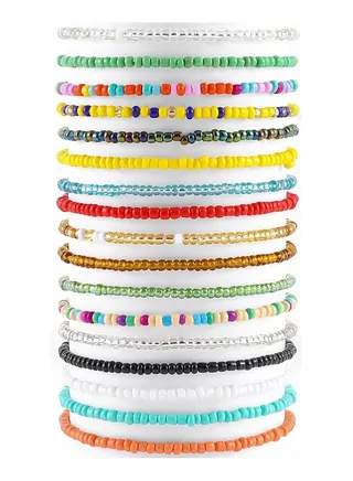 Beaded Ankle Bracelets for Women Handmade 18 pcs. 