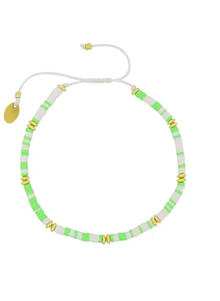 Aurelia  Surfer Anklet Multi Green 19Cm Gold Plated 