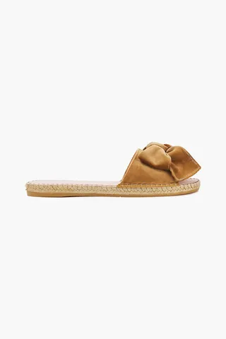 Hamptons bow-embellished velvet espadrille slides