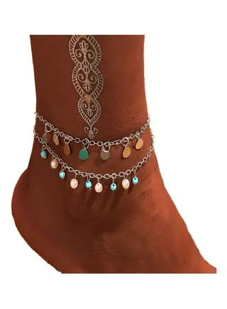 Boho Pearl Turqouise Anklet 