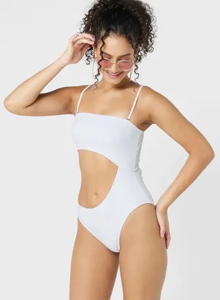 High Leg Cut Out Detail Swimsuit 