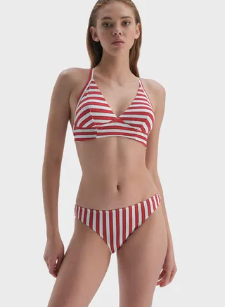 Striped Halter Neck Bikini Top 