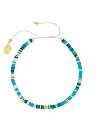 Aurelia  Surfer Anklet Multi Aqua 19Cm Gold Plated 
