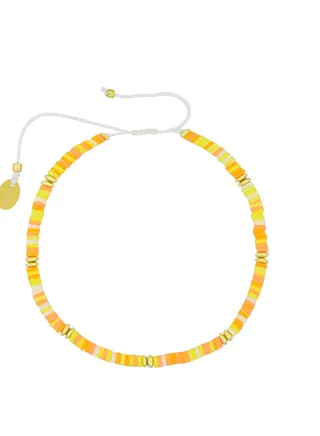Aurelia  Surfer Anklet Multi Orange 19Cm Gold Plated 