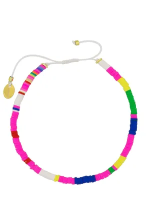 Aurora Surfer Anklet Multi 19Cm Gold Plated 