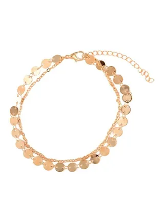 Metal Sequins Double-Layered Anklet 