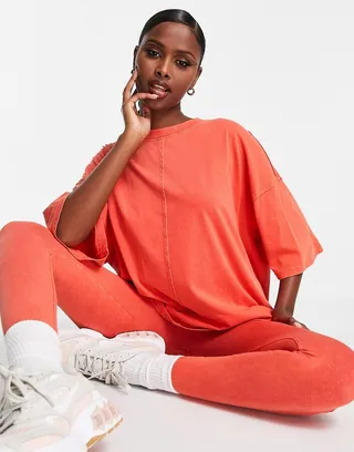 ASOS DESIGN washed oversized T-shirt in red