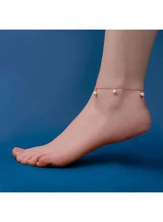 GOLDEN ARTIFICIAL PEARL ANKLET 