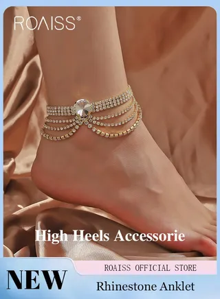 Women's Anklet Women's Rhinestone Tassel Anklet Jewelry Women's High Heel Accessories 