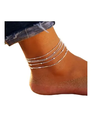 5-Piece Beads Charm Chain Anklet 