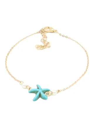 Starfish and Pearl Anklet 