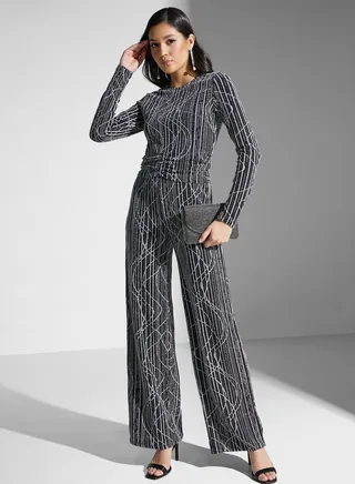 Wide Leg Printed Pants 