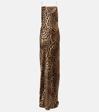 Elizabeth leopard-print silk charmeuse gown