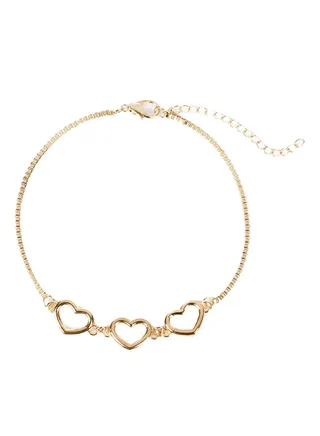 Three Heart Pattern Metal Anklet 