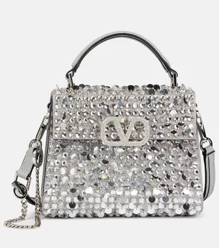 VSling Mini sequined leather tote bag