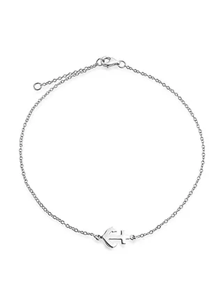 925 Sterling Silver Nautical Side Boat Anchor Anklet 