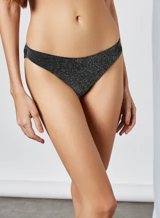 Shimmery Bikini Bottom Black 