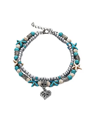 Alloy Turquoise Studded Anklet 