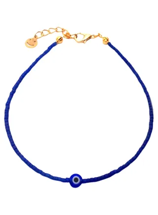 Cylindrical Beads Evil Eye Anklet 
