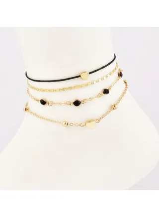 4-Piece Multi-Layered Anklet For Women,Foot and Hand Chain Jewelry, Personality Creative ,Stacked Strap Ankle Chain 