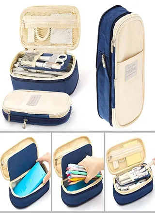 Sagit Canvas Large Capacity Pencil Case Multifunctional Zipper School Portable 