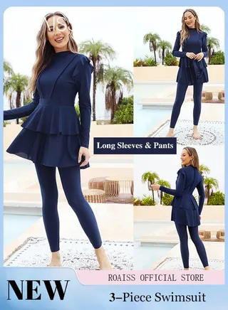 3-Piece Set Women Split Swimsuit Women Long-Sleeved Sun Protection Beach Wear Surf Wear 