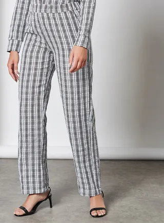 Nmannie Checkered Pattern Pants Black 