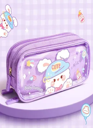 Stationery Holder Cartoon Girls Pencil Bag Desktop Storage Multi Layered Stationery Bag  School 