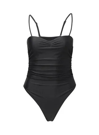 Solid One-Piece Swimsuit Black 