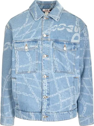GCDS Allover Chain-Link Printed Denim Jacket
