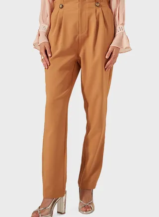 High Waist Pleated Pants 