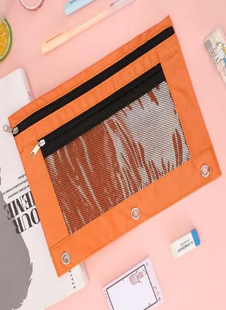 Double Zipper Pencil Bag Transparent Mesh File Bag Zipper Binder Pencil Bag Pencil Bag 