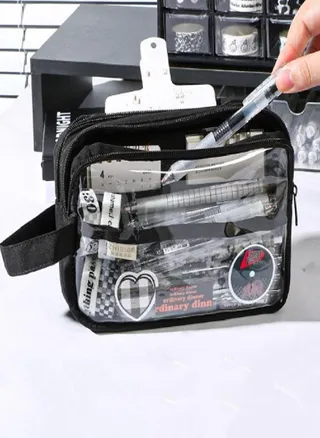 Large Capacity Transparent Large Capacity Pencil Bag Transparent    Office School Supplies 