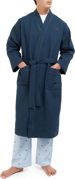 Hadrian Night Waffle Texture Cotton Robe