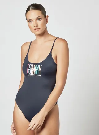 1985 Logo One-Piece Swimsuit Navy 