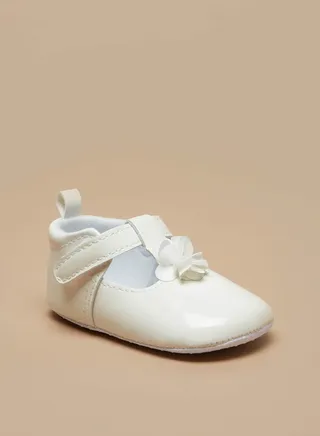 Floral Accented Booties with Hook and Loop Closure 