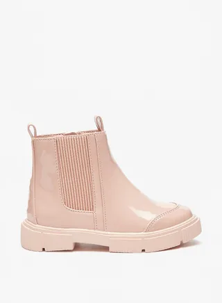 Girls Gusset Detail Ankle Boots with Zip Closure 