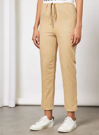 Waist Band With Drawstring Pants Yellow 