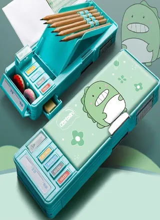 Double Layer Kids Students Korean Style Pencil Case Stationery Case Pen Case Desktop Storage Case 
