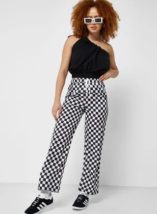 Contrast  Check Pants 