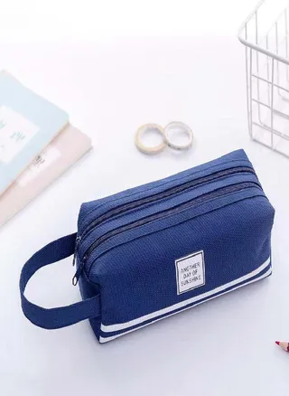 Children Stationery Bag Portable Canvas Pencil Case School Supplies Storage Bag Double-layer Pencil Case  Student Pencil Case  Cute Pencil Case 