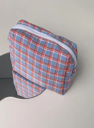 Desktop Storage Bags Student Plaid Korean Style Cosmetics Bag Pen Case Stationery Bag Pencil Pouch 